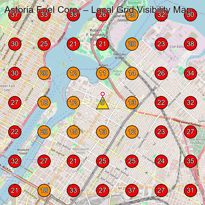 Astoria Fuel Corp. GeoGrid visibility map for Heating Oil Supplier in Bronx